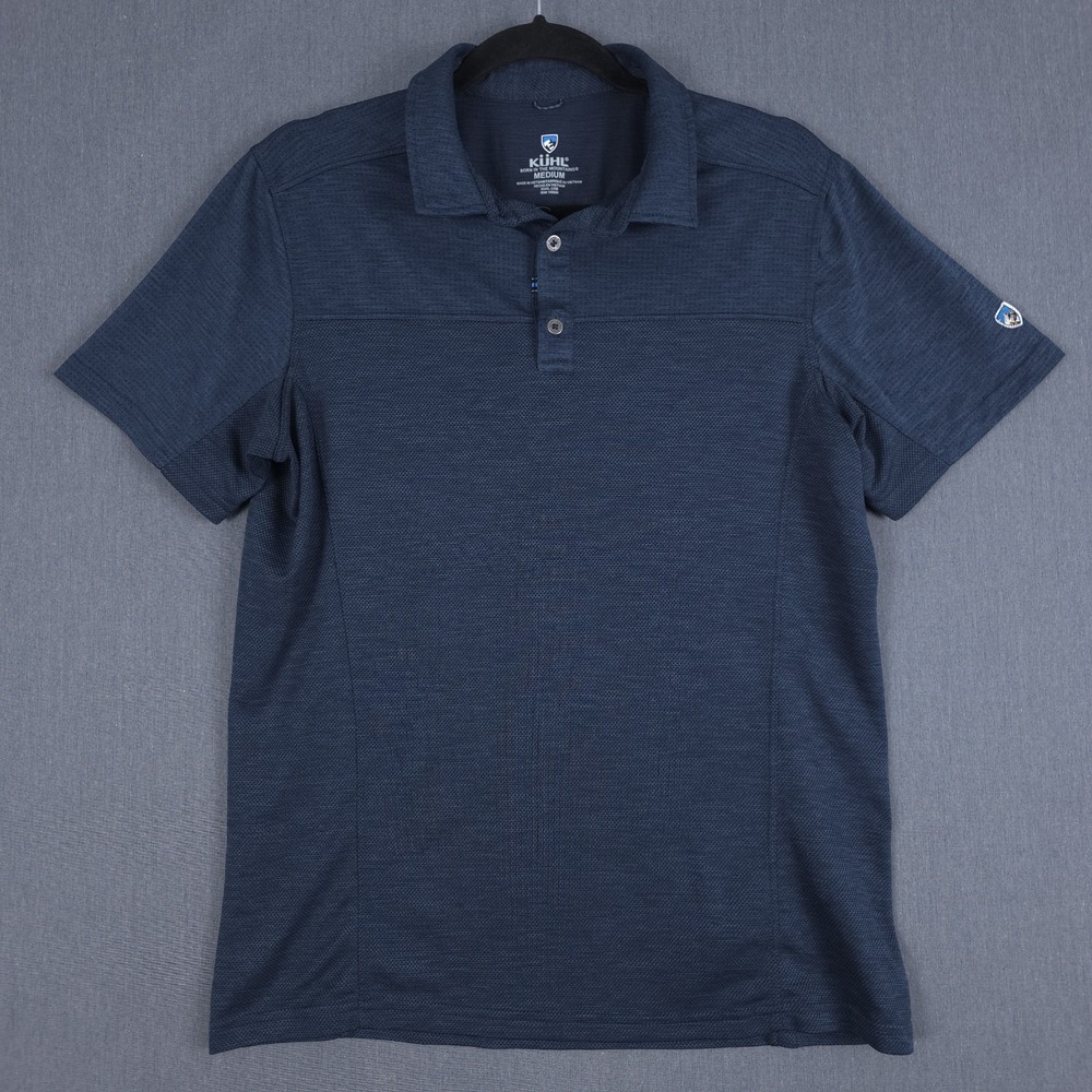 Kuhl Engineered Polo Mens Medium Blue Stretch Lightweight Performance Shirt 7424